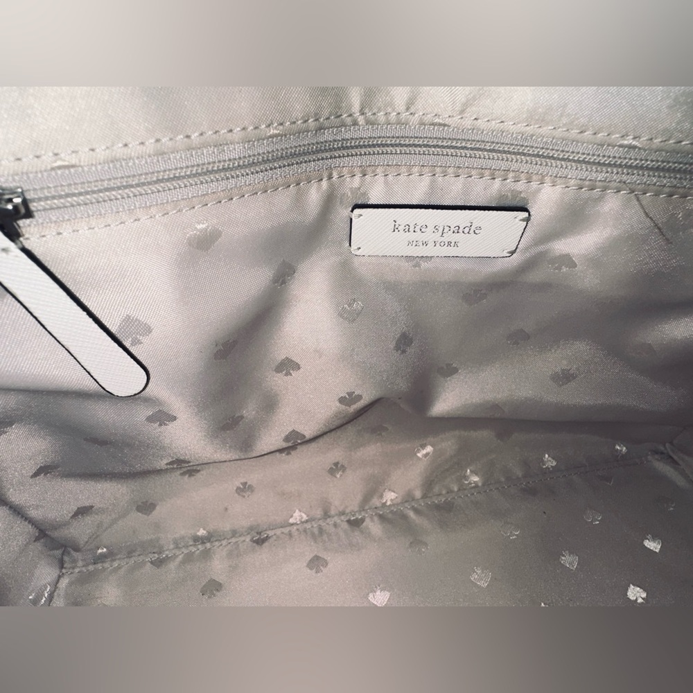 Kate Spade Large 3 tone leather handbag. Baby Lilac, Navy & White. EUC. - Picture 11 of 15
